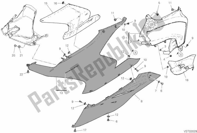 Tutte le parti per il Carenatura, Sx del Ducati Superbike Panigale V2 USA 955 2020